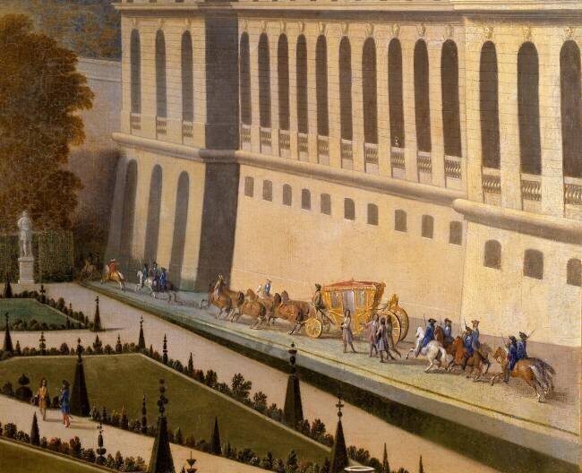 Promenade de Louis XIV en vue du Parterre du Nord dans les jardins de Versailles vers 1688 Etienne Allegrain