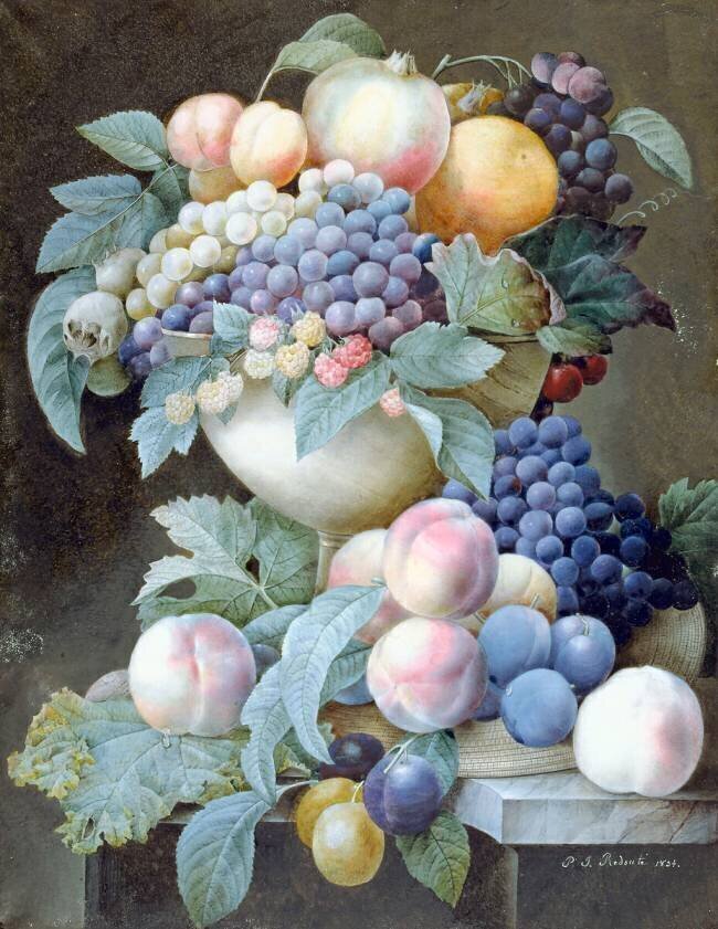 Raisins dans une coupe Pierre Joseph Redouté