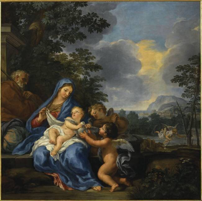 Repos de la Sainte Famille pendant la fuite en Egypte Ciro Ferri