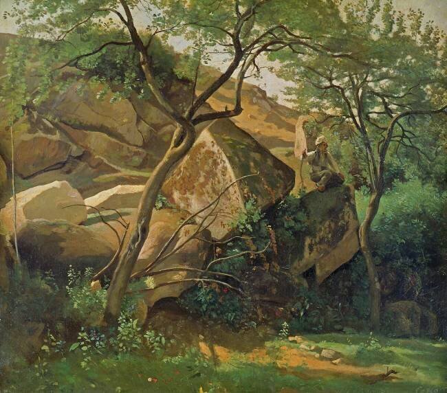 Rocks at Fontainebleau Jean-Baptiste Camille Corot