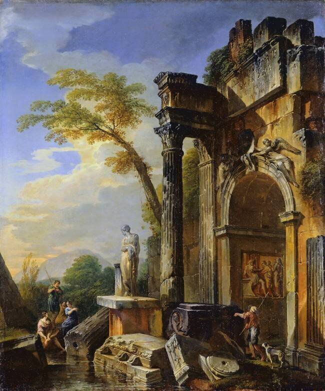 Ruins of a Triumphal Arch in the Roman Campagna Giovanni Paolo Pannini