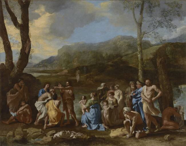 Saint John Baptizing in the River Jordan Nicolas Poussin