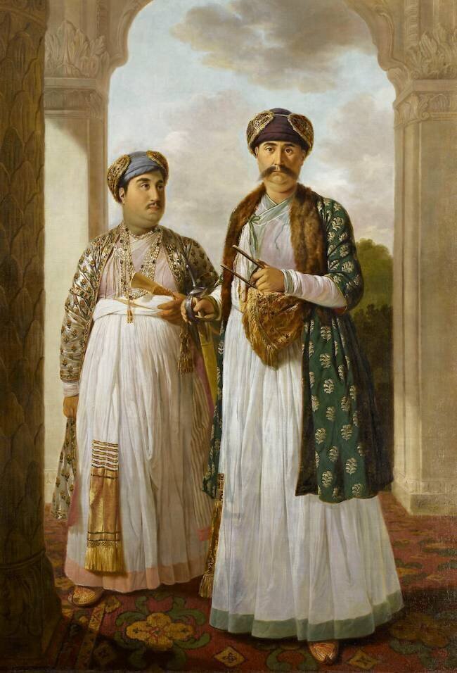 Shuja’al Duala, nab-vizir et son fils aîné Myrza Mabi Tilly Kettle