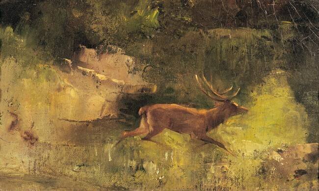 Stag Running through a Wood Gustave Courbet