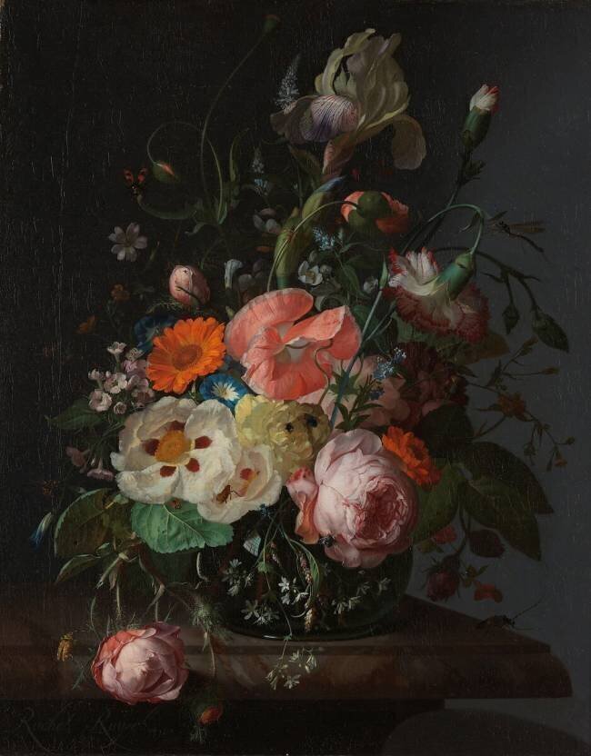 Still Life with Flowers on a Marble Tabletop Rachel Ruysch