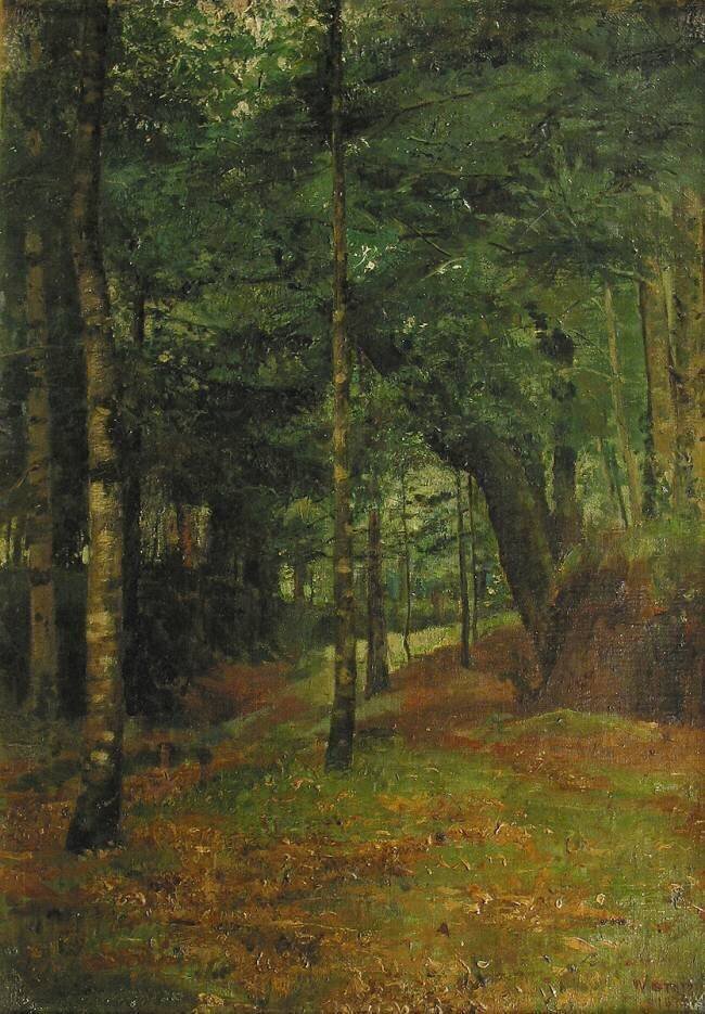 Study of sun shining through the trees William Stott