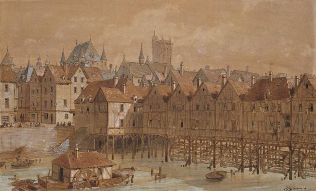 The Grand Chatelet and the Pont aux Meuniers Théodore-Joseph-Hubert Hoffbauer