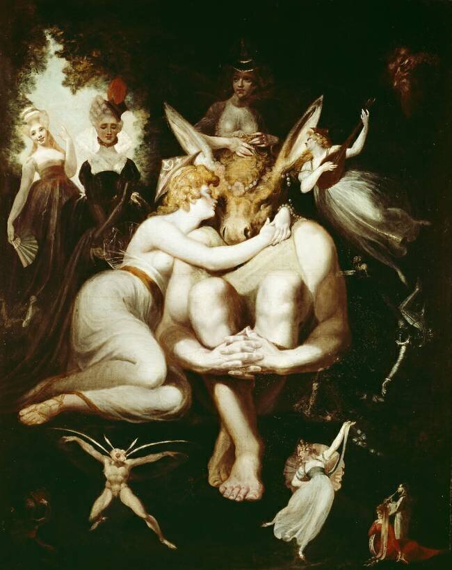 Titiana strokes Bottom's head Johann Heinrich Füssli