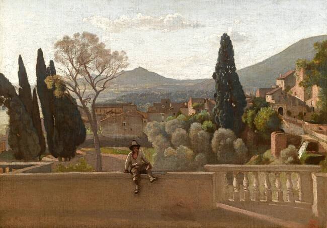 Tivoli. Les jardins de la Villa d'Este. Jean-Baptiste Camille Corot