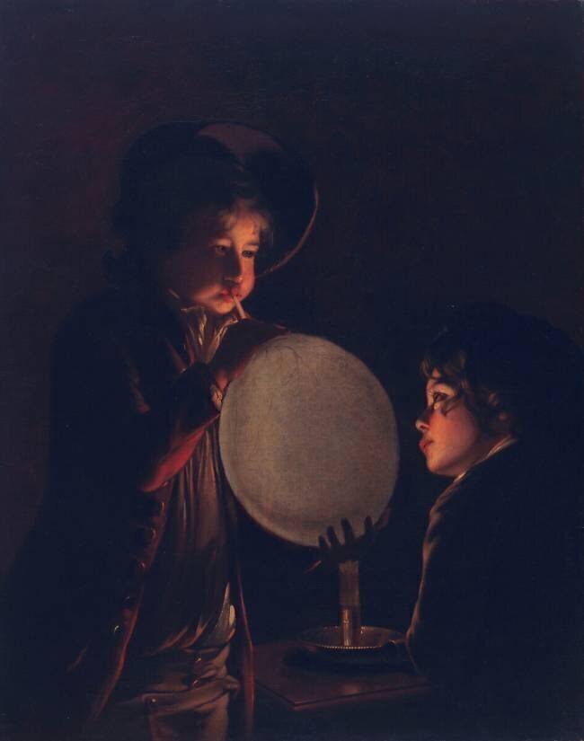 Two boys by candlelight Joseph Wright of Derby