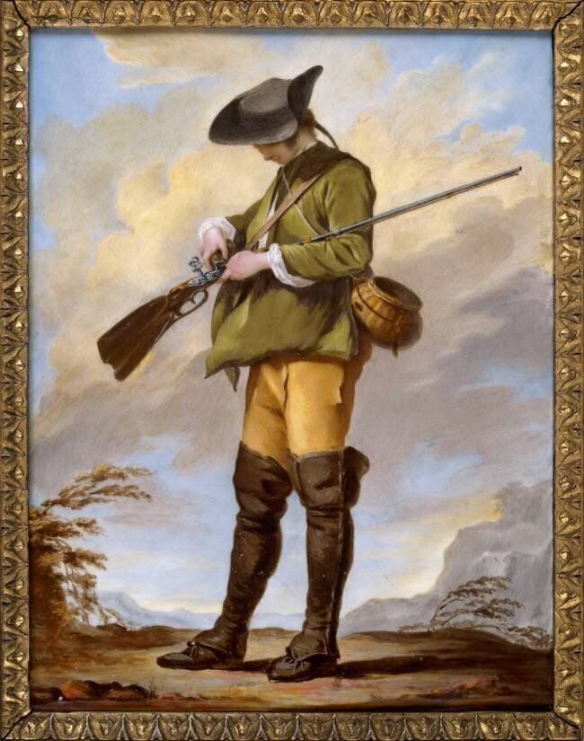 Un chasseur amorçant son fusil anonymous