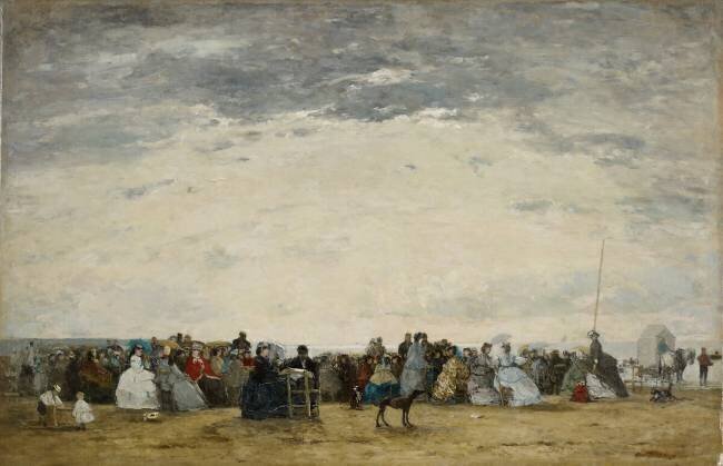 Vacationers on the Beach at Trouville Eugène Boudin