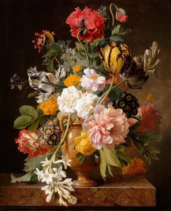 Vase de fleurs avec une tubéreuse cassée Jan Frans van Dael