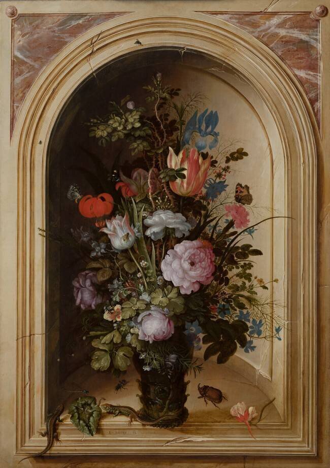 Vase of Flowers in a Stone Niche Roelandt Savery