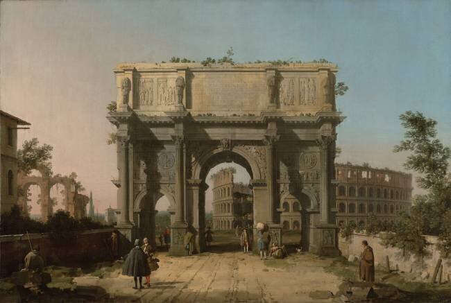 View of the Arch of Constantine with the Colosseum Canaletto