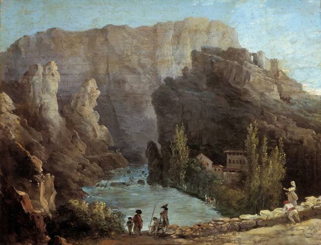 View of the fountain Vaucluse Hubert Robert