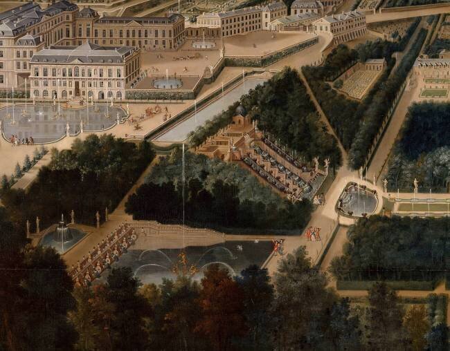 Vue cavalière du château, jardins bas et de la ville de Saint-Cloud Etienne Allegrain