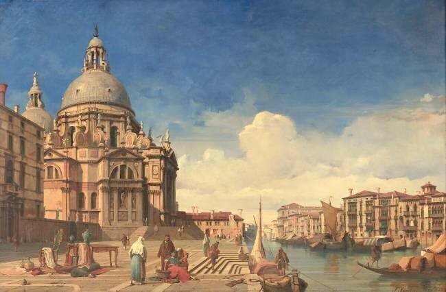 Vue de l'église Santa-Maria della Salute à Venise Jules-Romain Joyant