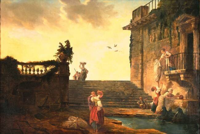 Washerwomen at the Fountain Hubert Robert