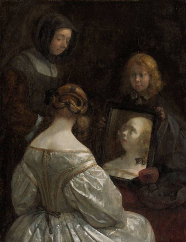 Woman at a Mirror Gérard ter Borch