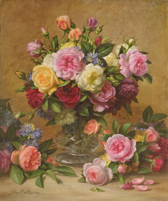 A Cluster of Victorian Roses Albert Williams