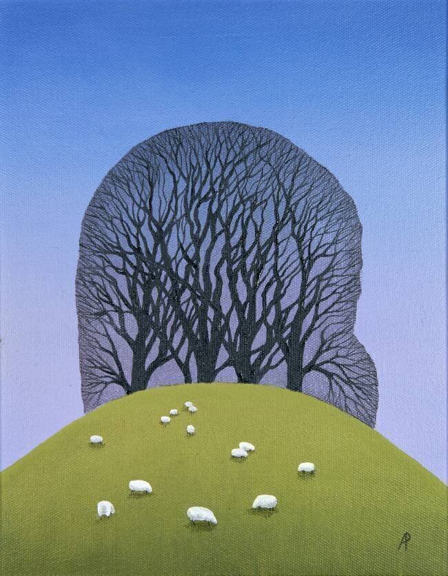 Hilltop with Sheep Ann Brain