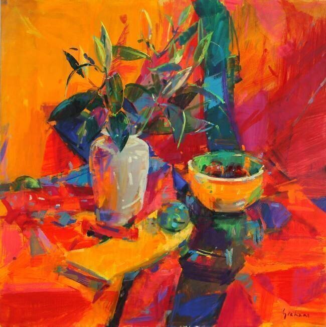 Lilies on a Red Ground Peter Graham