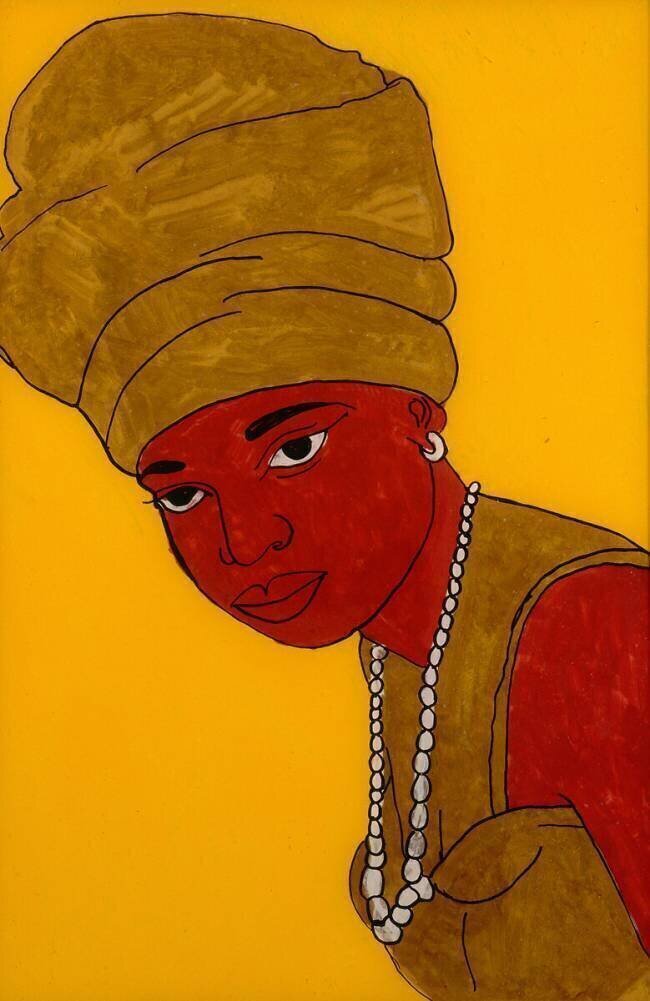 Portrait de femme au foulard doré Babacar Lo