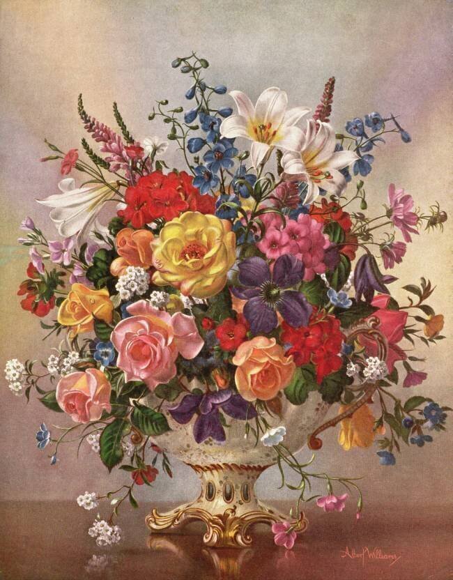 Vase of Flowers in a Porcelain Jug Albert Williams