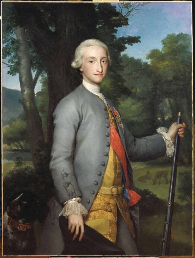 Charles IV, roi d'Espagne (1748-1819), alors prince des Asturies, représenté en habit de chasse Anton Raphaël Mengs