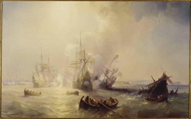 Combat naval remporté par le duc de Beaufort sur les corsaires d'Alger Théodore Gudin