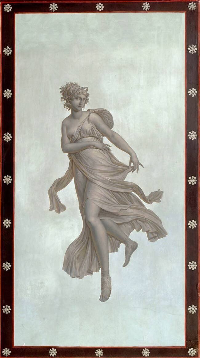 Décor de la salle à manger : danseuse dans le goût pompéien, d'après un dessin de Percier Louis Lafitte