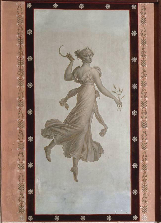 Décor de la salle à manger : danseuse dans le goût pompéien, d'après un dessin de Percier Louis Lafitte