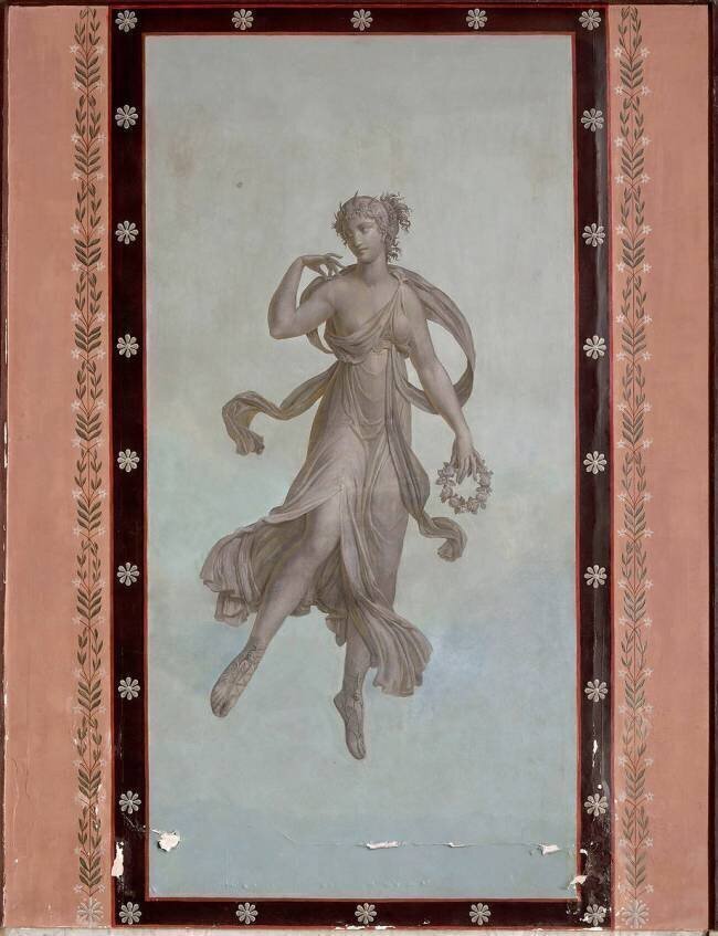 Décor de la salle à manger : danseuse dans le goût pompéien, d'après un dessin de Percier Louis Lafitte