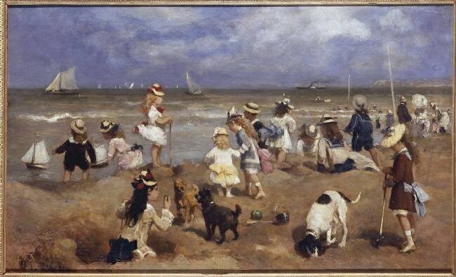 Enfants jouant sur la plage de Trouville Otto von Thoren