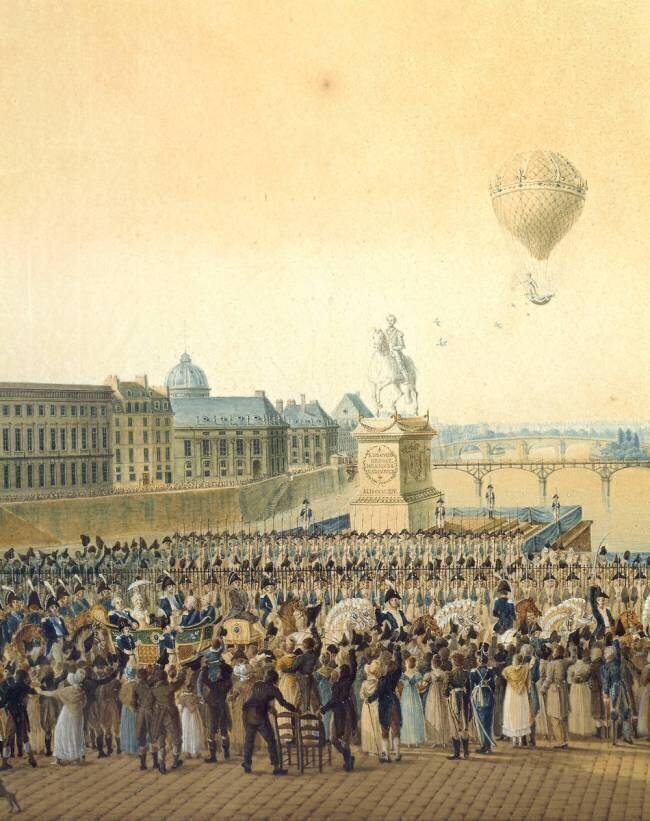 Entrée du roi Louis XVIII à Paris, 3 mai 1814, au moment de son passage sur le pont Neuf Antoine Ignace Melling