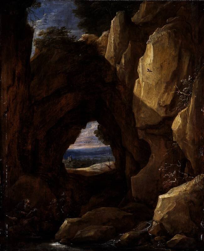 Ermite en méditation dans une grotte David Teniers the Younger