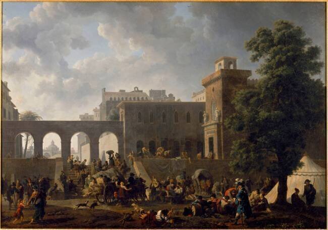 Extérieur d'un hôpital militaire provisoire pendant la campagne d'Italie en 1797 Nicolas Antoine Taunay