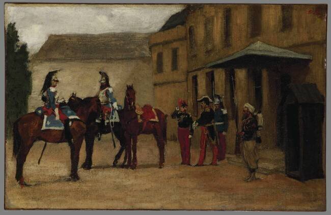 Groupe d'officiers, dit aussi : Le Maréchal Pélissier sortant du Luxembourg Guillaume Régamey