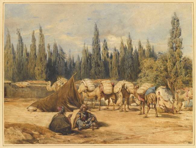Halte d'une caravane Antoine Alphonse Montfort