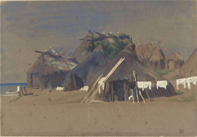 Huttes de pêcheurs sur la côte Ernest Hébert