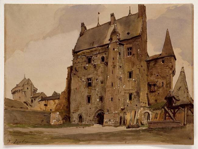 Intérieur de la cour du château de Vitré Eugène Isabey