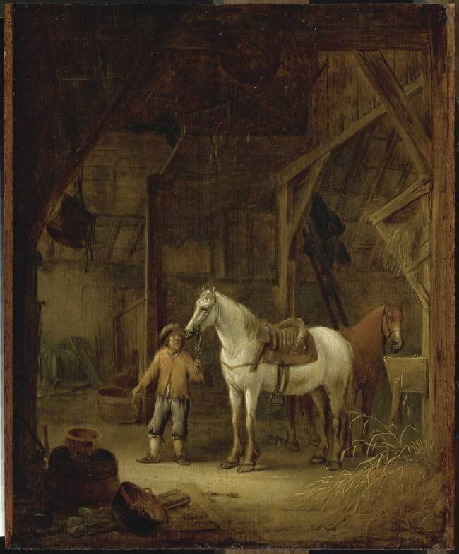 Intérieur d'écurie Cornelis Beelt