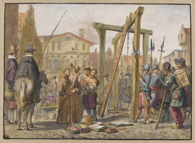 Jean Brugier pendu et brûlé pour hérésie à Issoire en 1547 Jacob van der Ulft