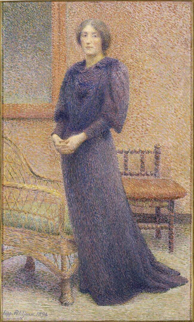 Jeune femme debout : Louise Claire Chardon, devenue Mme Hippolyte Petitjean en 1904 Hippolyte Petitjean