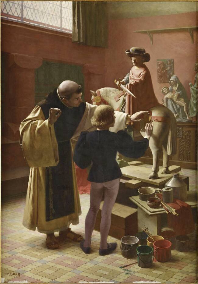 La leçon d'enluminure Auguste Félix Bauer