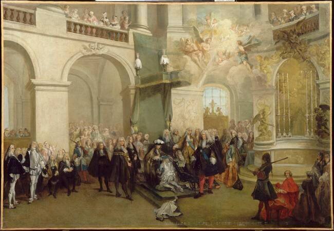 La remise de l'ordre du Saint-Esprit dans la chapelle de Versailles Nicolas Lancret