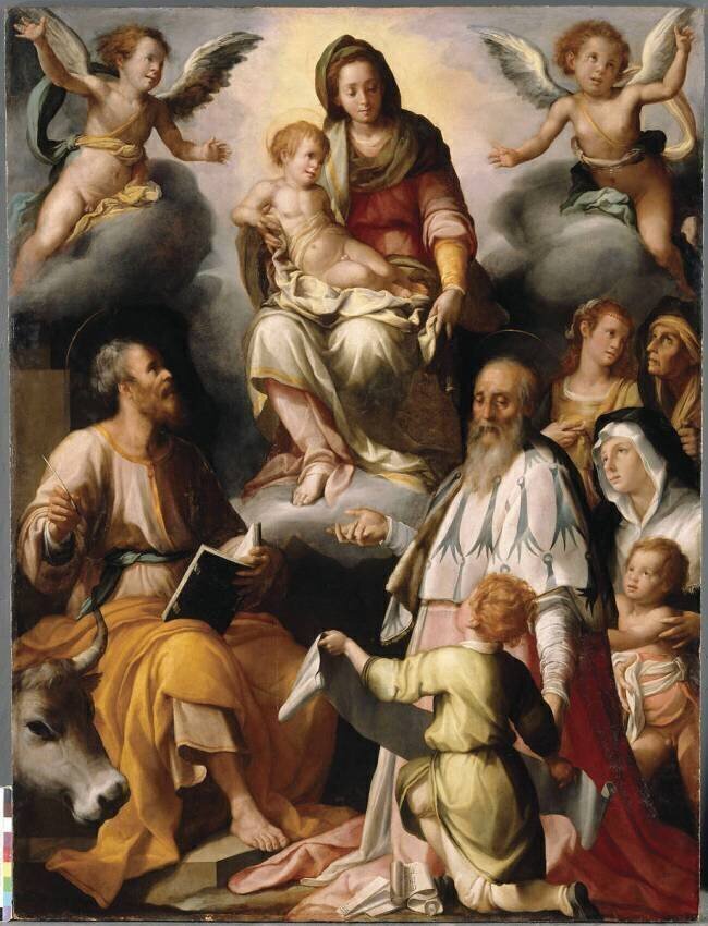 L'Apparition de la Vierge à saint Luc et saint Yves Jacopo Chimenti