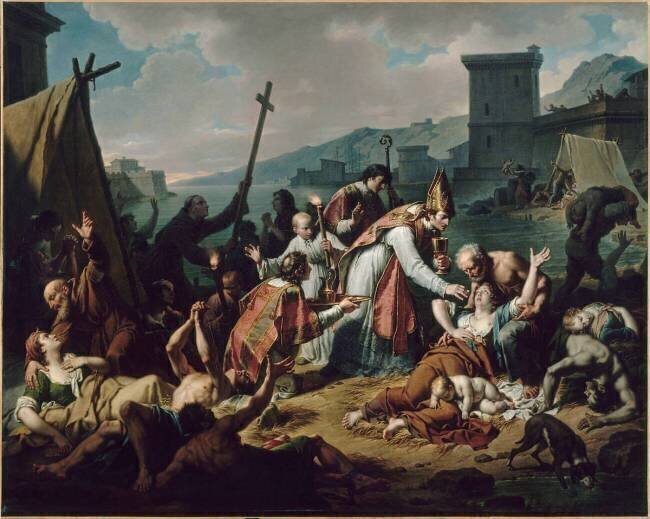 Le Dévouement de Monseigneur de Belzunce durant la peste de Marseille en 1720 Nicolas André Monsiau