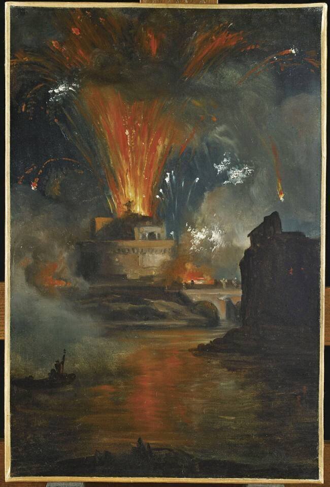Le Feu d'artifice tiré du château Saint-Ange Achille Etna Michallon